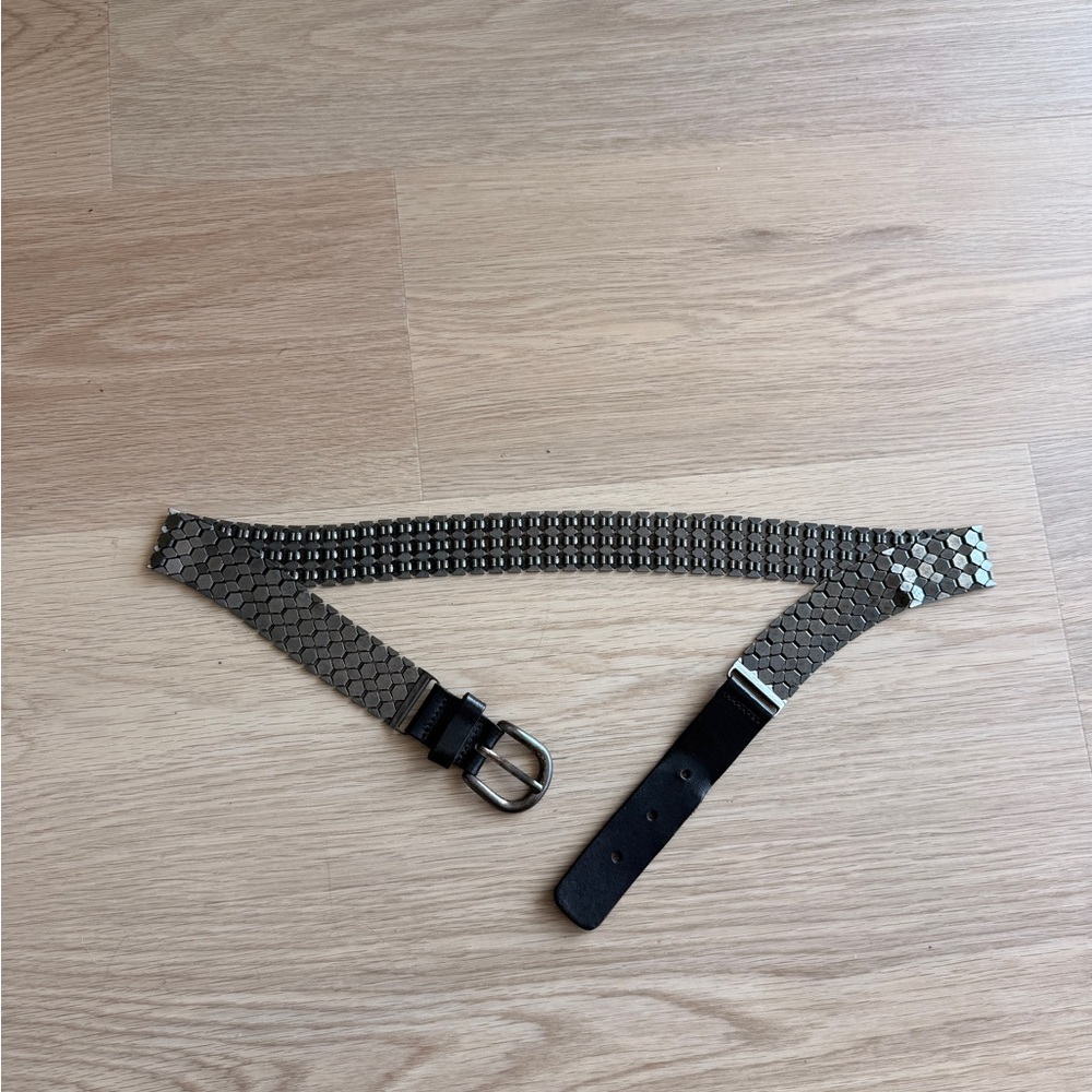 Isabel Marant’s Iconic Metal Hex Mesh Belt Silver & Black Size 1